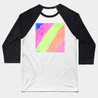 Pink orange green yellow watercolor stripes art Baseball T-Shirt